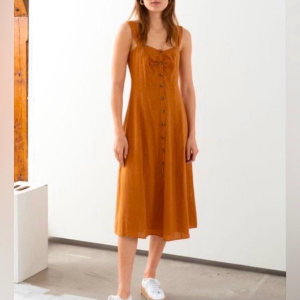 & Other Stories Linen Midi Dress Sleeveless Size 10